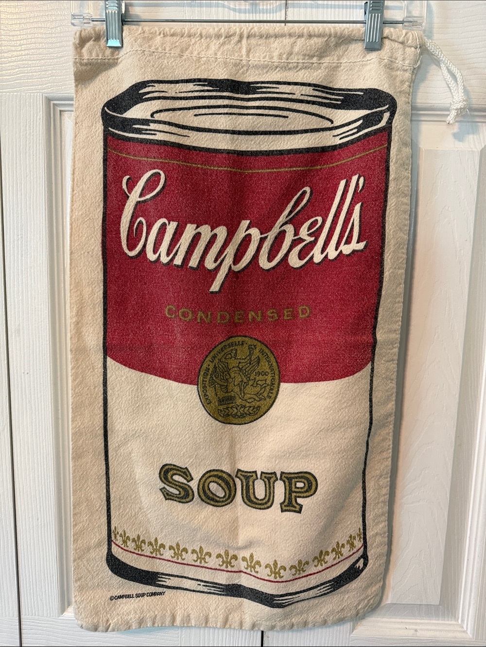 Vintage 1980s Campbell's Soup
Large Drawstring Canvas Laundry
Bag 28" Warhol